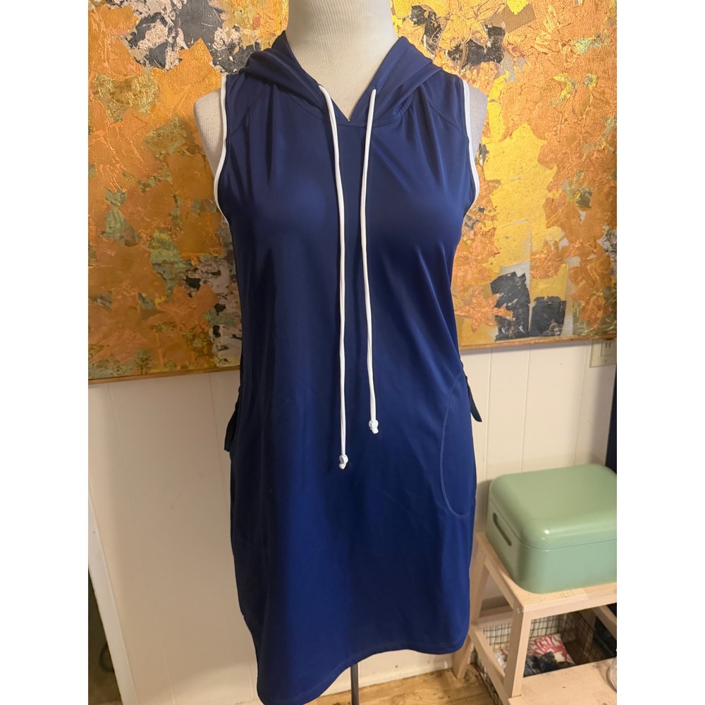NWT $109Tommy Bahama IslandActive Hooded Spa Dress Mare Navy UPF 50 L